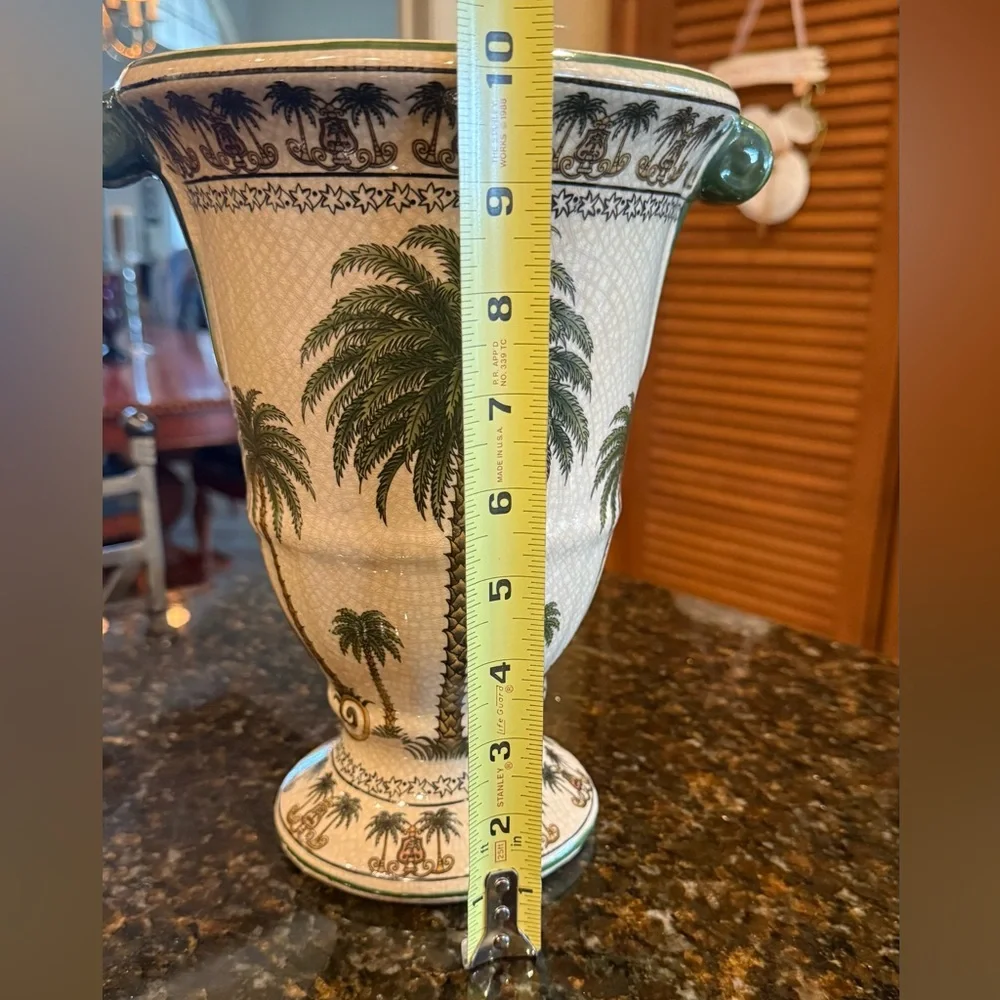 Vintage Palm Beach Chic Ceramic Palm Tree Vase